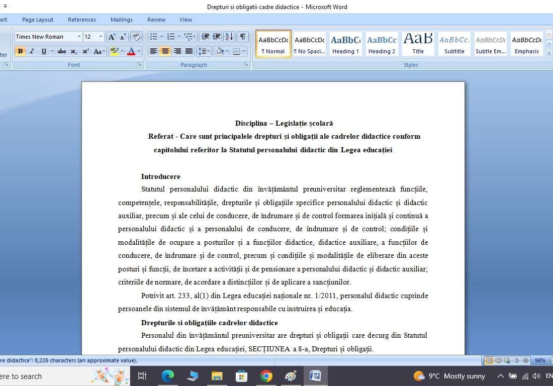 Drepturile si obligațiile cadrelor didactice