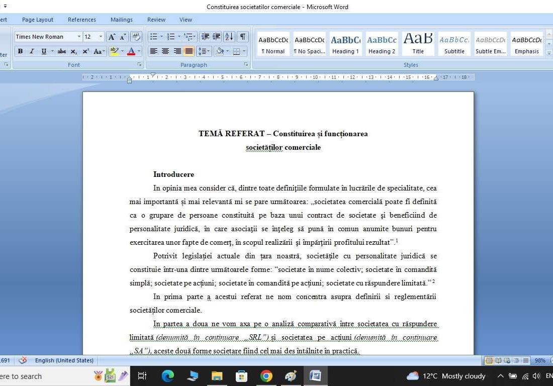 Constituirea societatilor comerciale