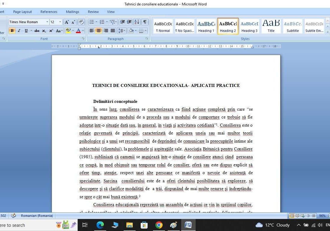 Tehnici de consiliere educationala-aplicatii practice