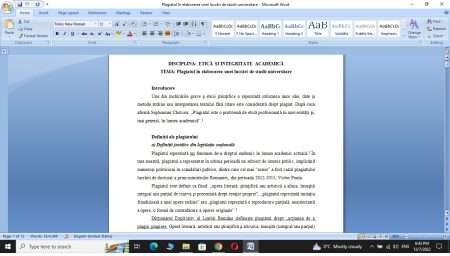 Plagiatul în elaborarea unei lucrări de studii universitare