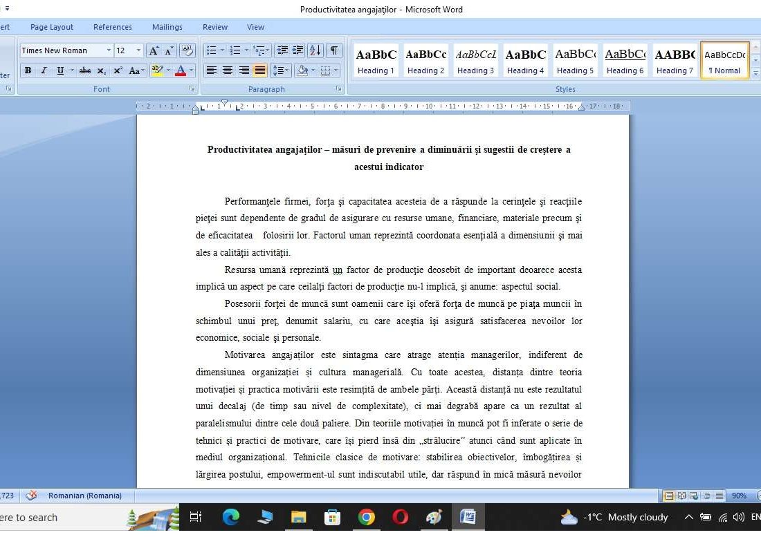 Măsuri de de creştere a productivitatii angajatilor
