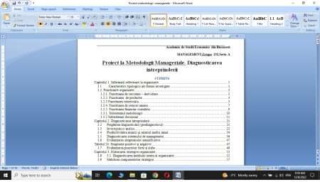 Proiect la Metodologii Manageriale. Diagnosticarea intreprinderii