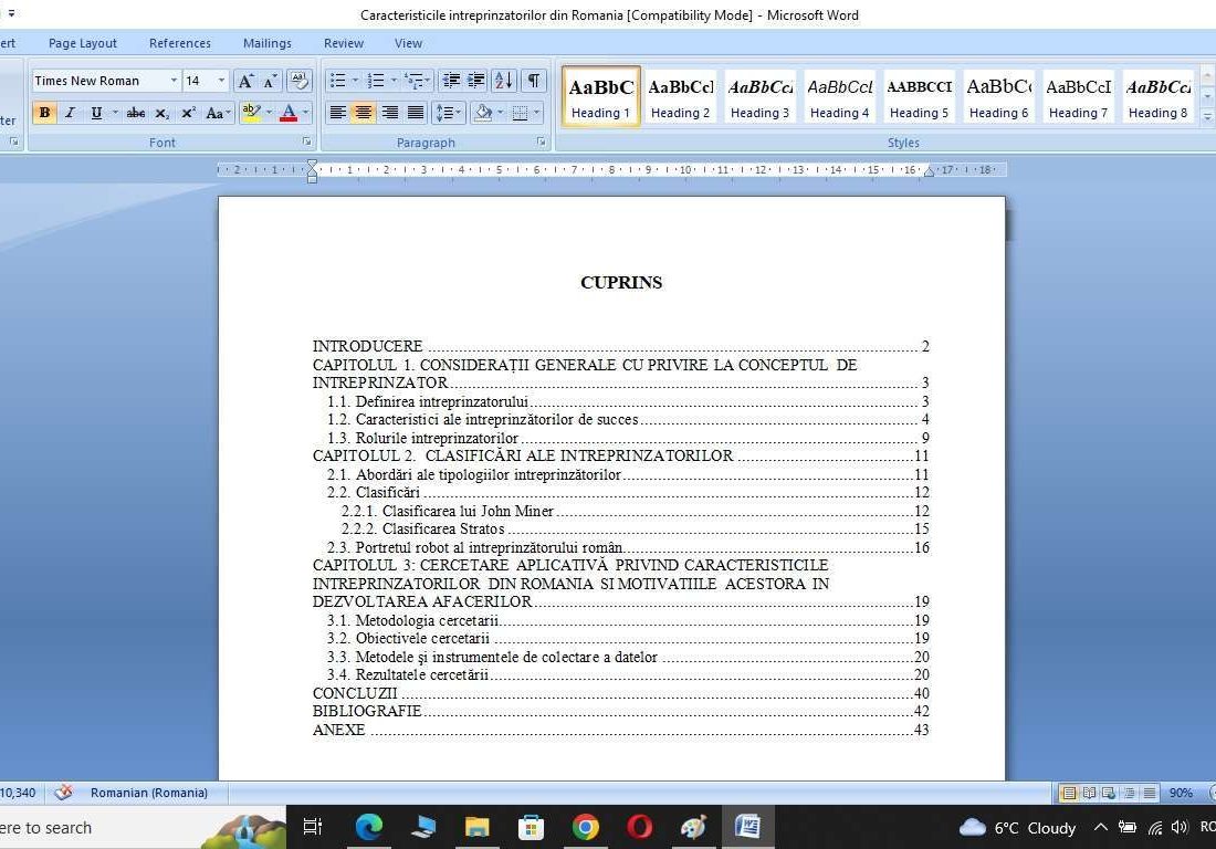 Caracteristicile intreprinzatorilor din Romania