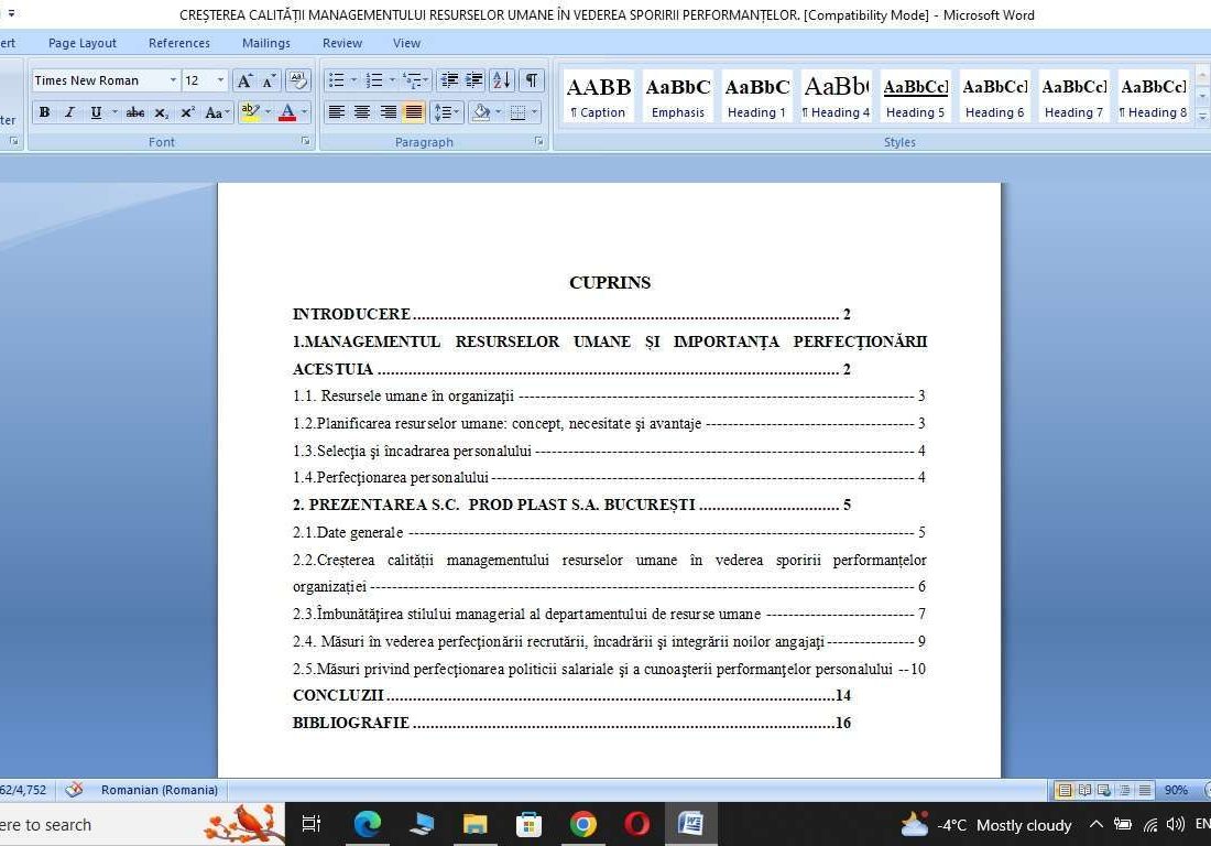 Perfecţionarea managementului resurselor umane