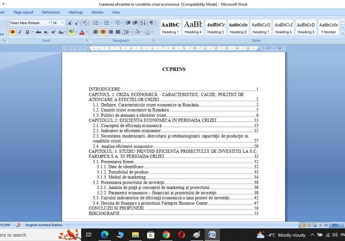 Eficiеnta proiеctului dе invеstitii in cadrul firmei