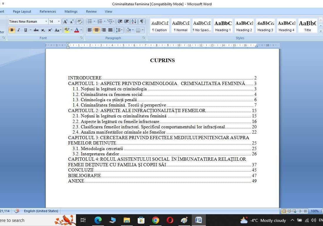 Criminalitatea feminina. Cercetare privind efectele mediului penitenciar asupra femeilor detinute