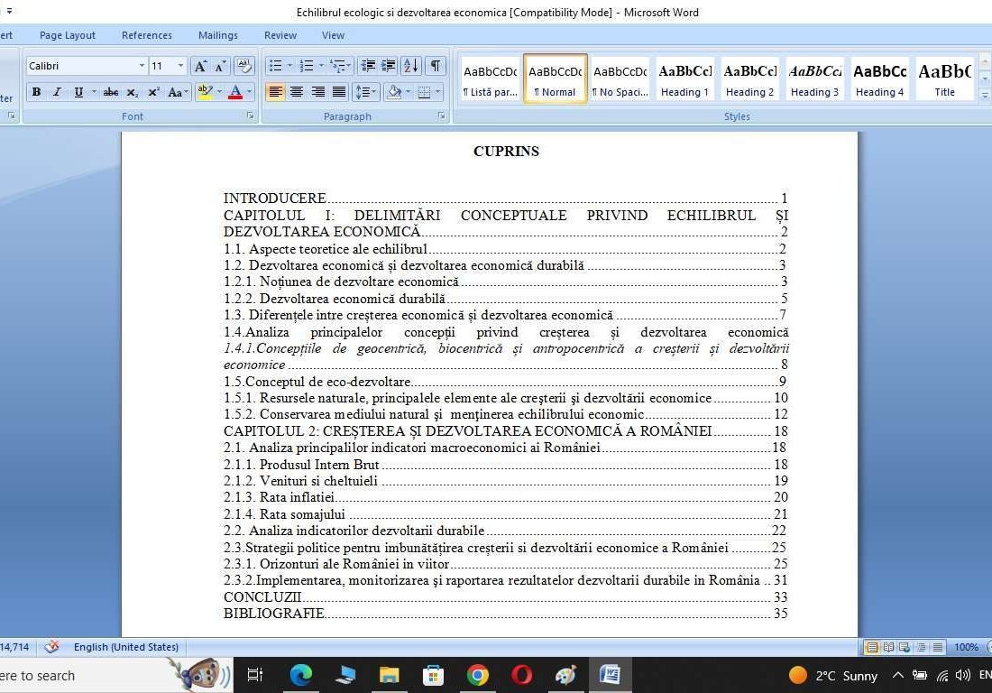 Creșterea și dezvoltarea economică a României