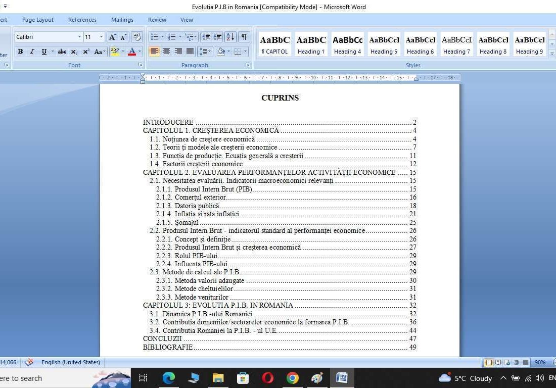 Evolutia PIB in Romania