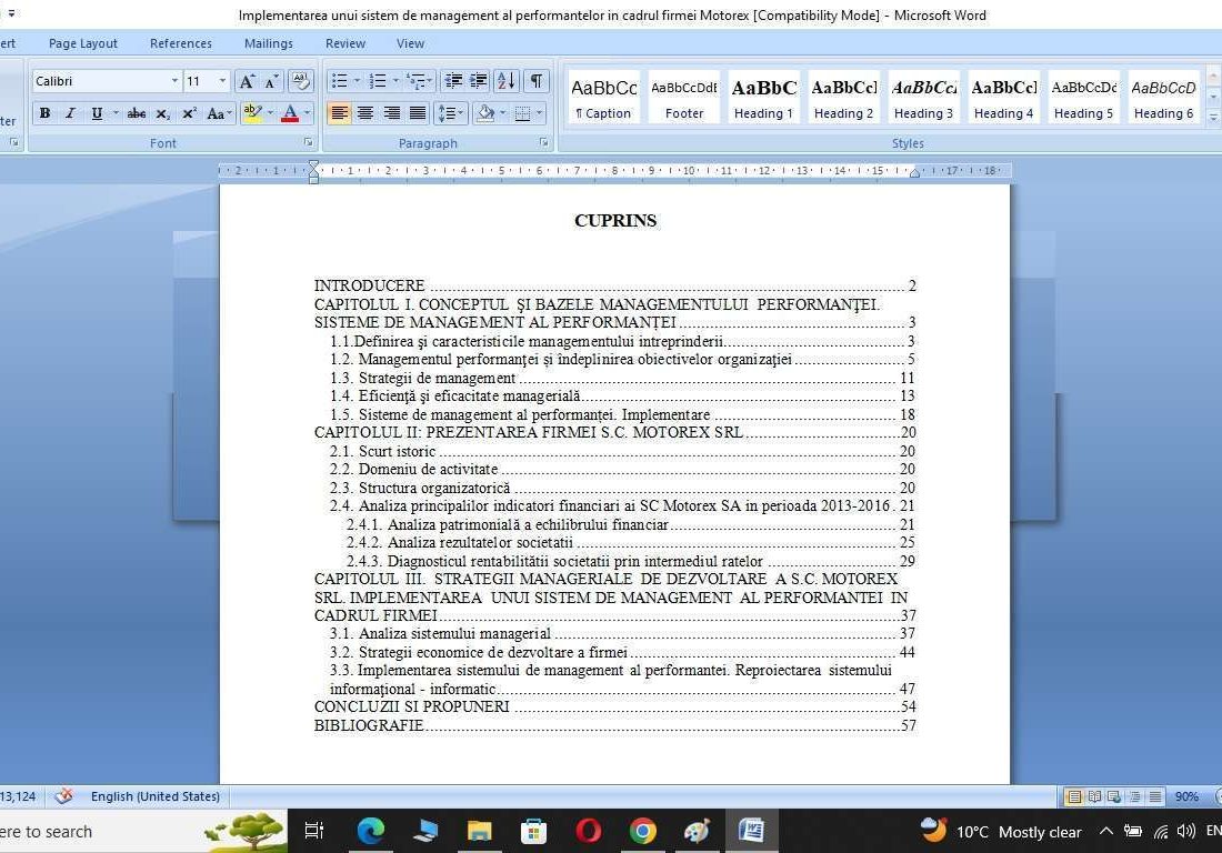 Implementarea unui sistem de management al performantelor
