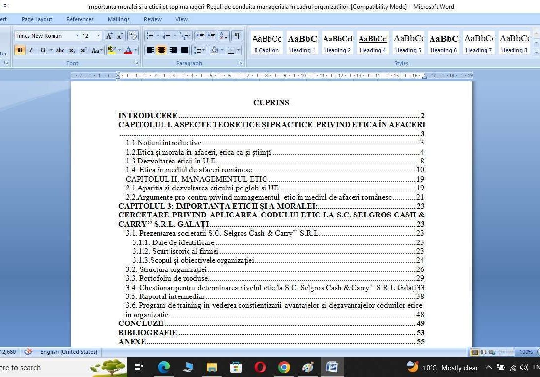 Aplicarea codului etic in cadrul firmei