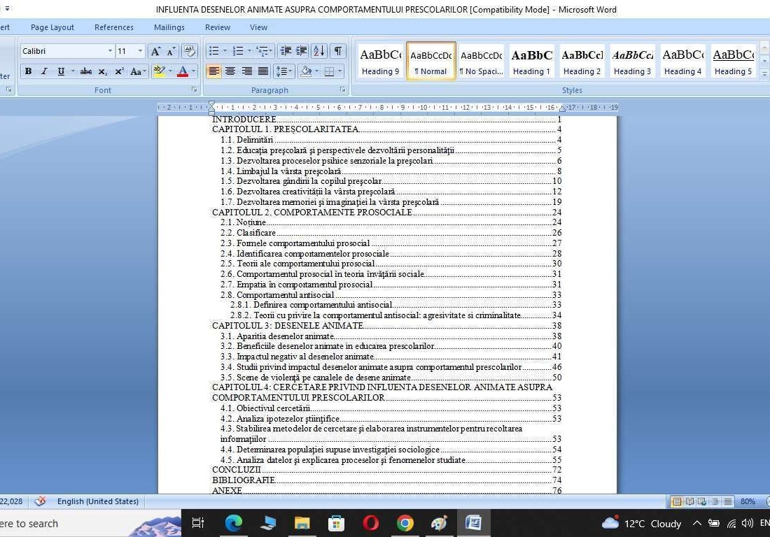 Influenta desenelor animate asupra comportamentului prescolarilor