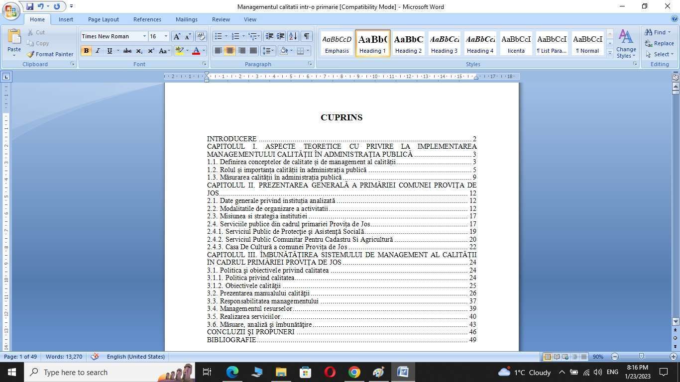 Managementul calitatii in cadrul institutiei publice