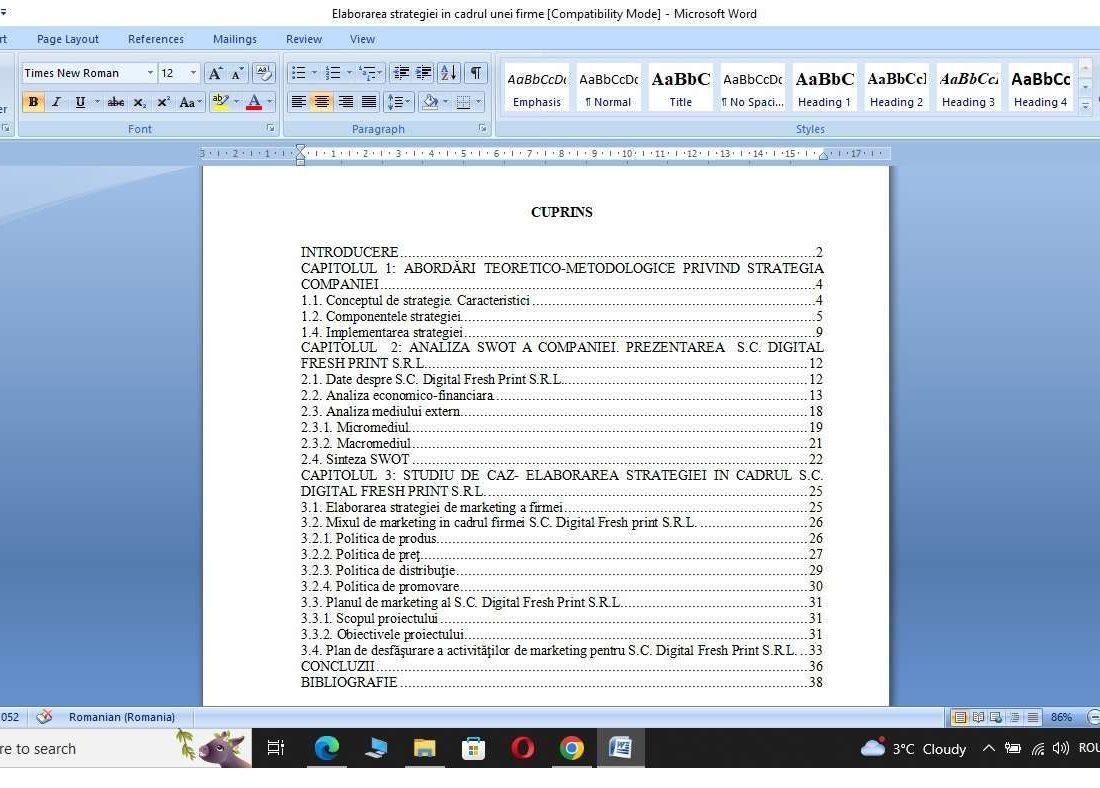 Elaborarea strategiei in cadrul unei firme