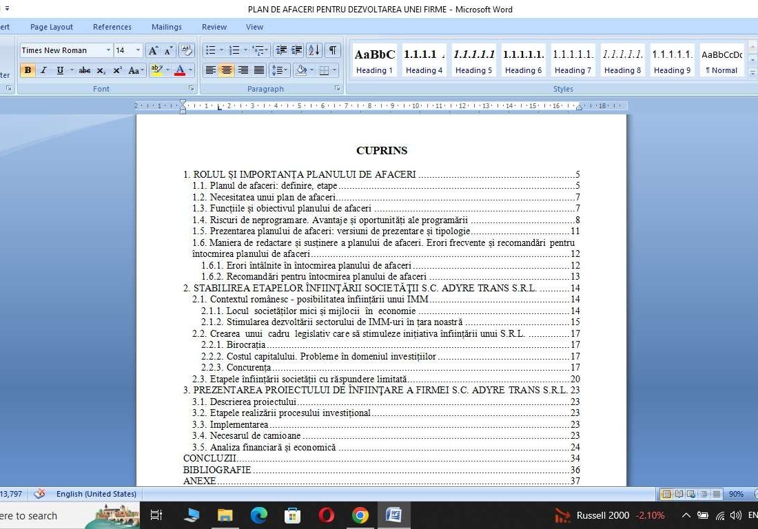 Plan de afaceri pentru dezvoltarea unei firme