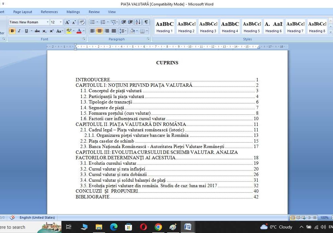 Evoluția pieței valutare din România