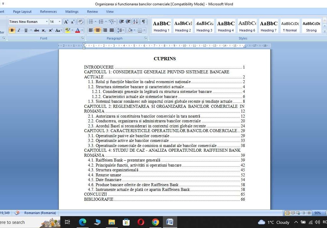 Analiza operatiunilor băncii Raiffeisen