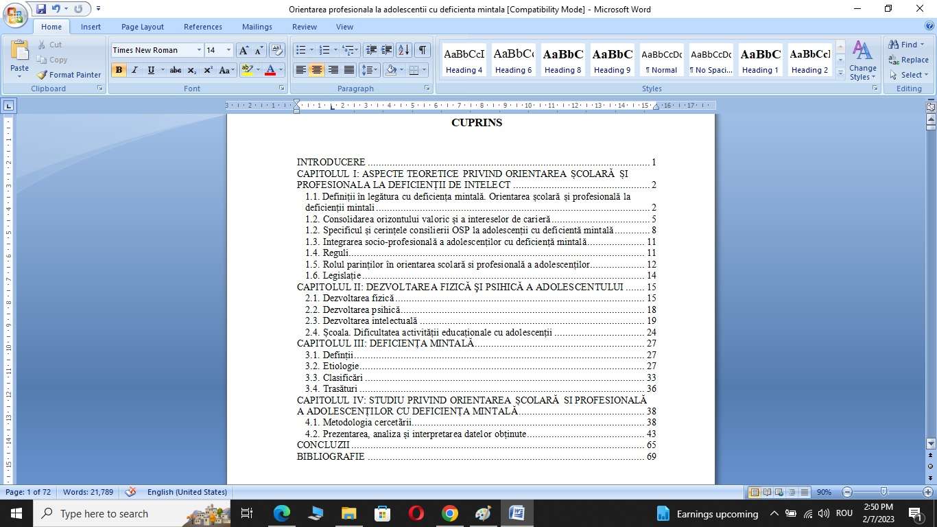 Orientarea școlară si profesională a adolescenților cu deficiența mintală