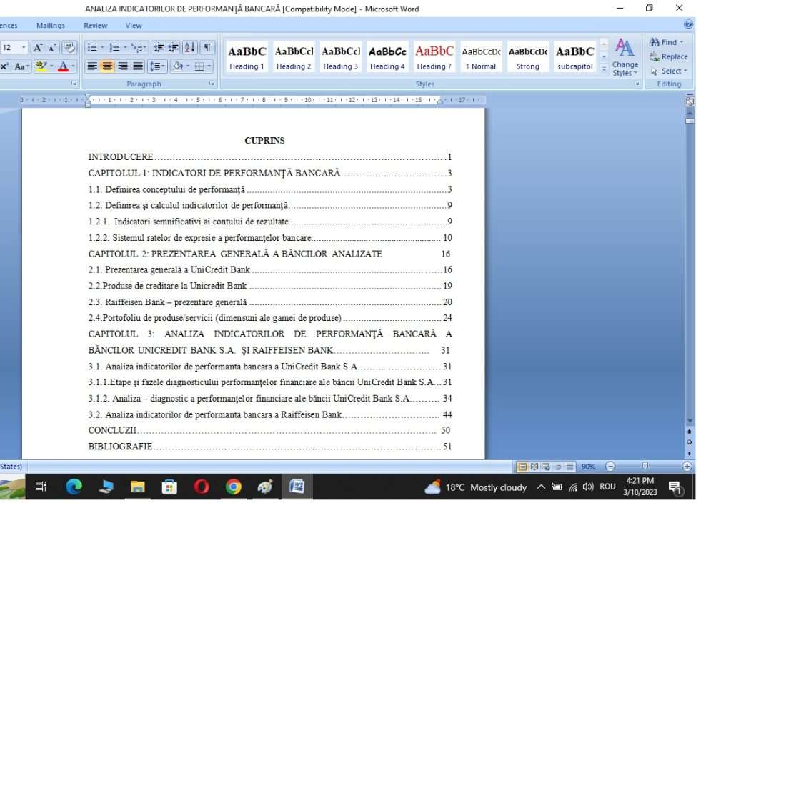 Analiza indicatorilor de performanta bancara