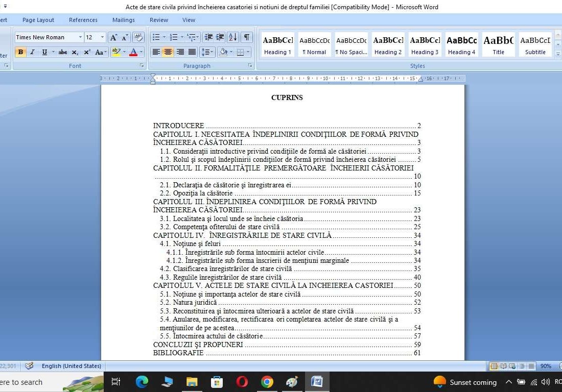 Actele de stare civilă la incheierea castoriei