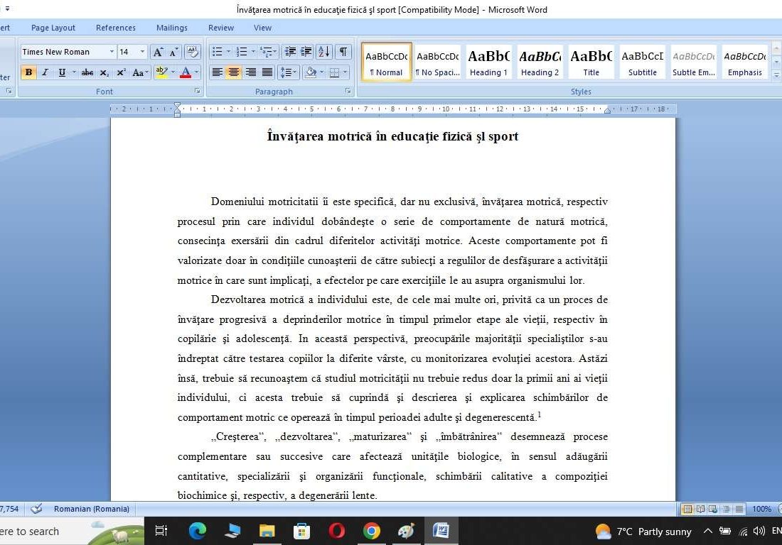 Invatarea motrica in educatie fizica