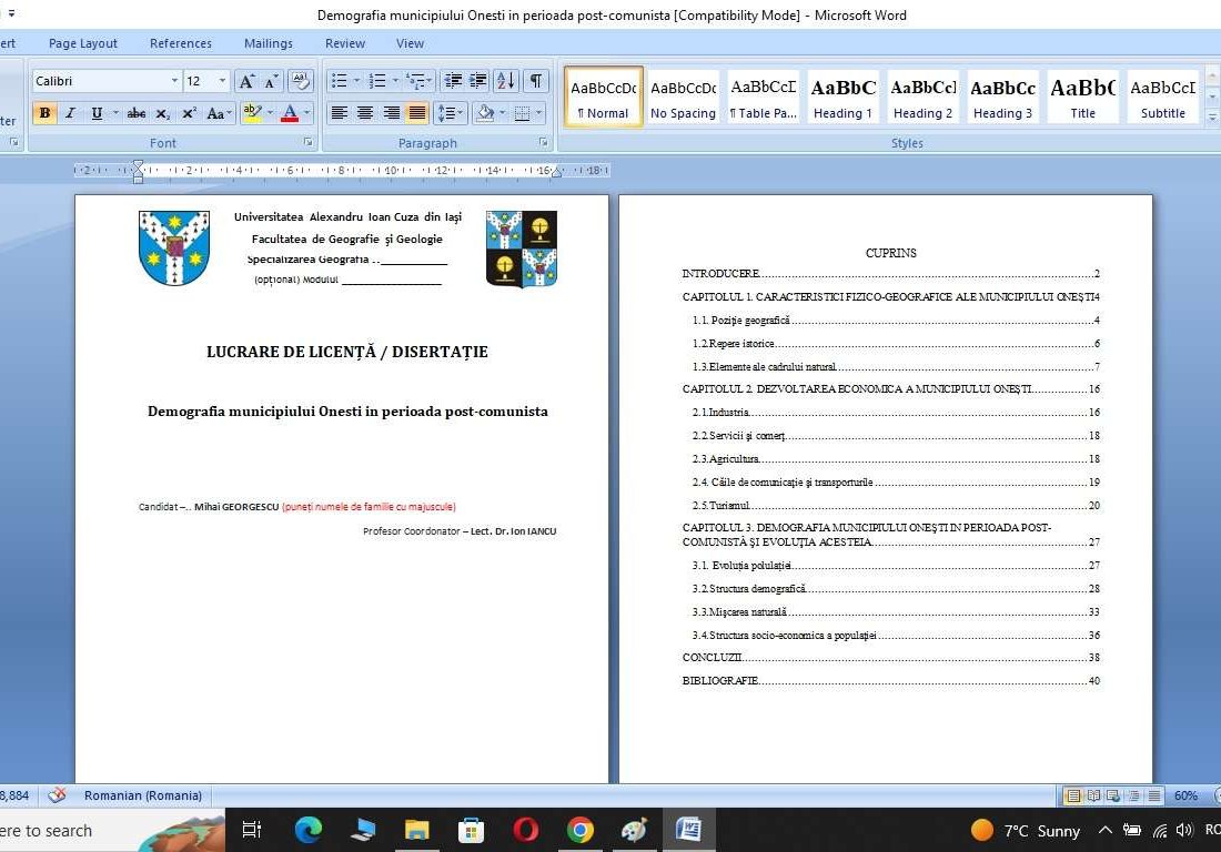 Demografia municipiului Onesti in perioada post-comunista