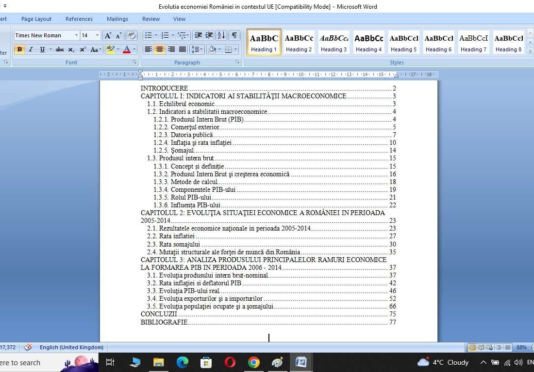 Evolutia economiei României in contextul UE