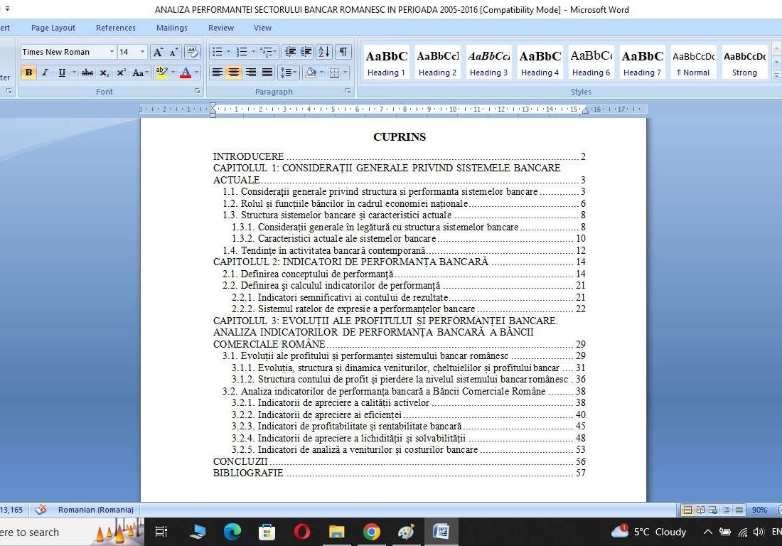 Analiza indicatorilor de performanța bancară la BCR